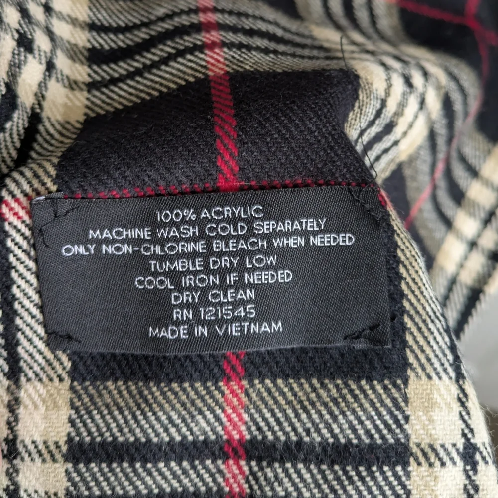 Black Cream Red Plaid Acrylic Scarf